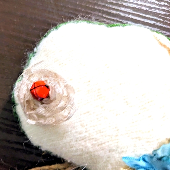 OOAK Handmade Puffed Heart Decoration Shabby Chic Boho  Ornament Holiday Gift - Picture 4 of 7